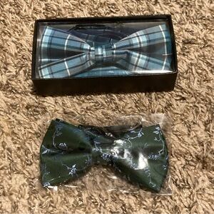 *NEW* Lot of 2 Bow Ties - The Tie Bar & unbranded with Pocket Square, pre-tied
